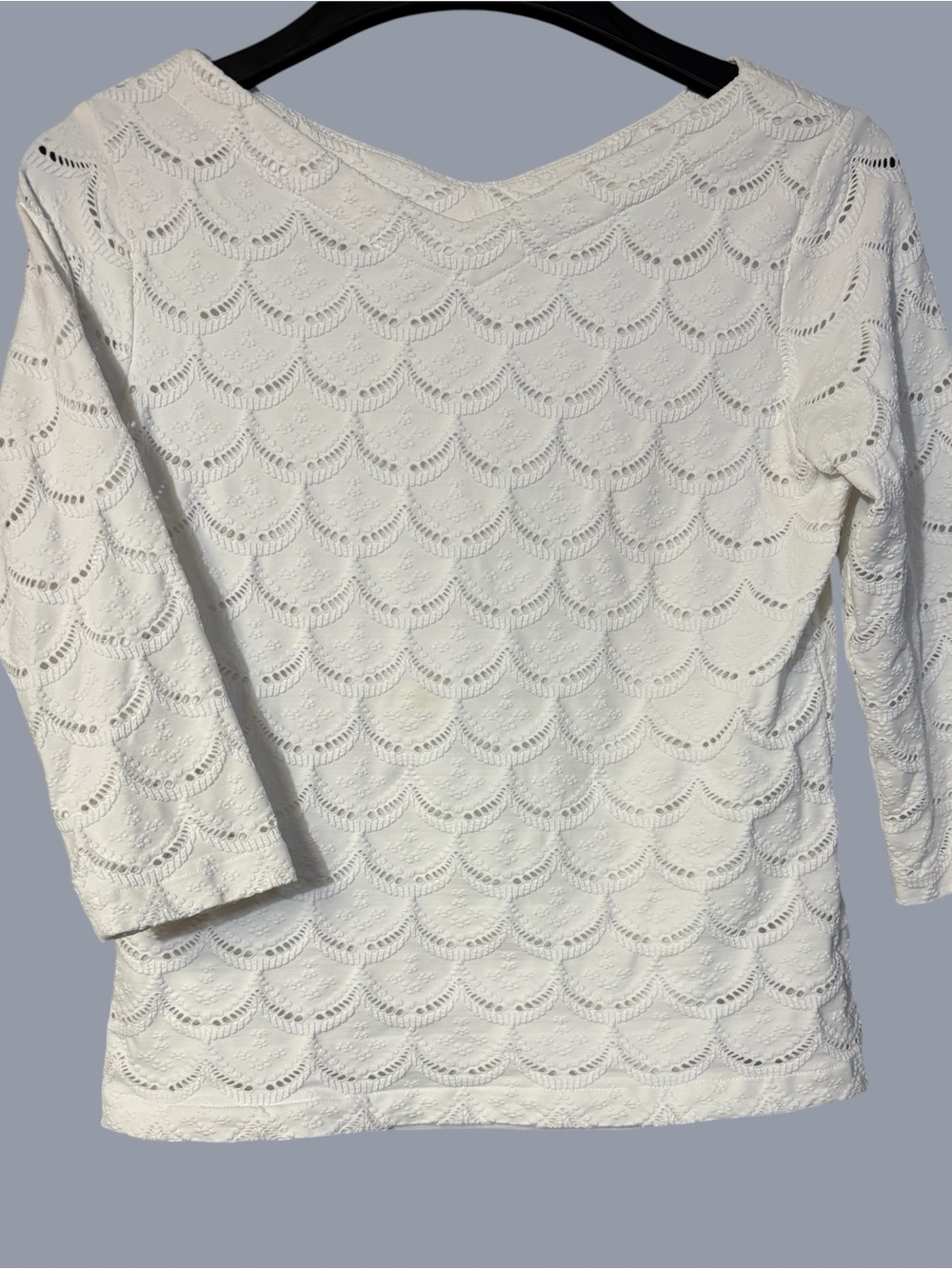 Andrea Lieu Off White Scallop Lace Top, lined size Med